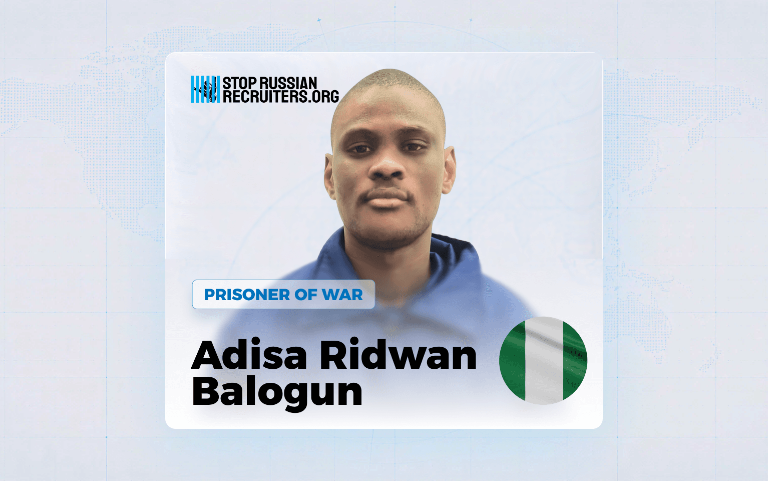 Adisa Ridwan Balogun du Nigeria a rejoint l'armée russe et s'est retrouvé en captivité ukrainienne