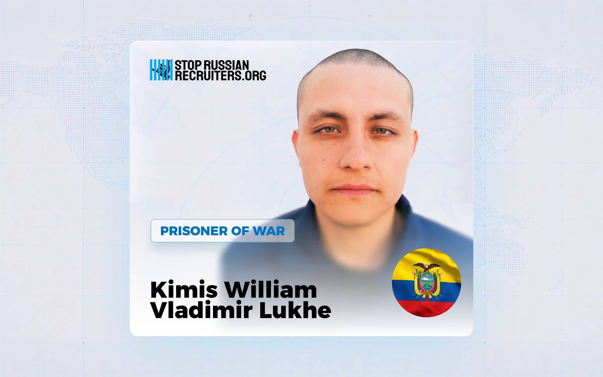 Kimis William Vladimir Lukhe d'Équateur a rejoint l'armée russe et est devenu prisonnier de guerre en Ukraine