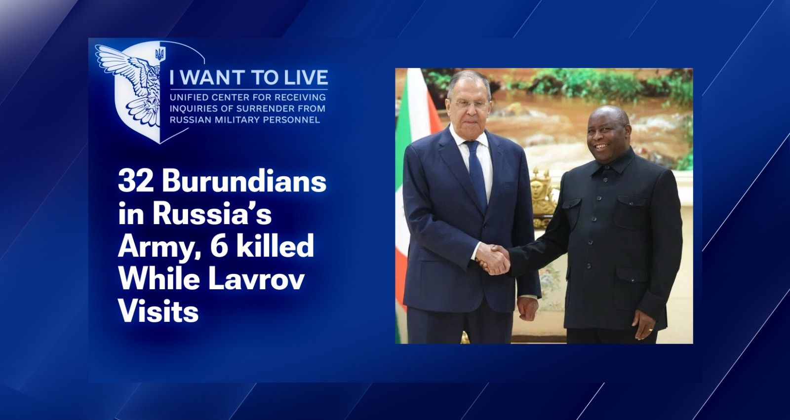 Alors que Lavrov courtise les alliés africains, « Je veux vivre » publie la liste de 32 ressortissants burundais recrutés dans l'armée russe