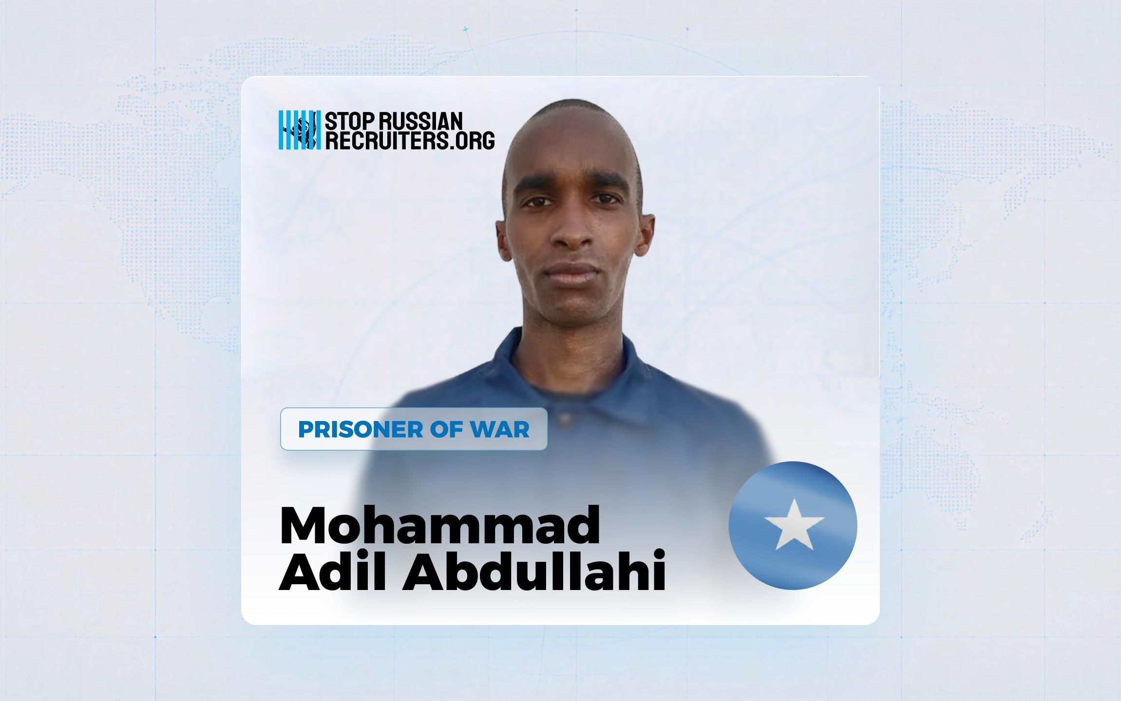 Mohammad Adil Abdullahi de Somalie a rejoint l'armée russe et est devenu prisonnier de guerre en Ukraine