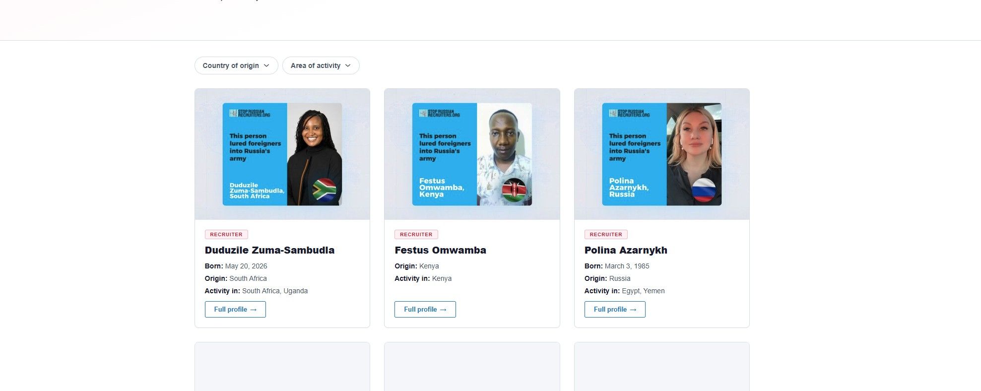 StopRussianRecruiters.org Now Publishes Profiles of Individuals Complicit in Russia's Predatory Recruitment