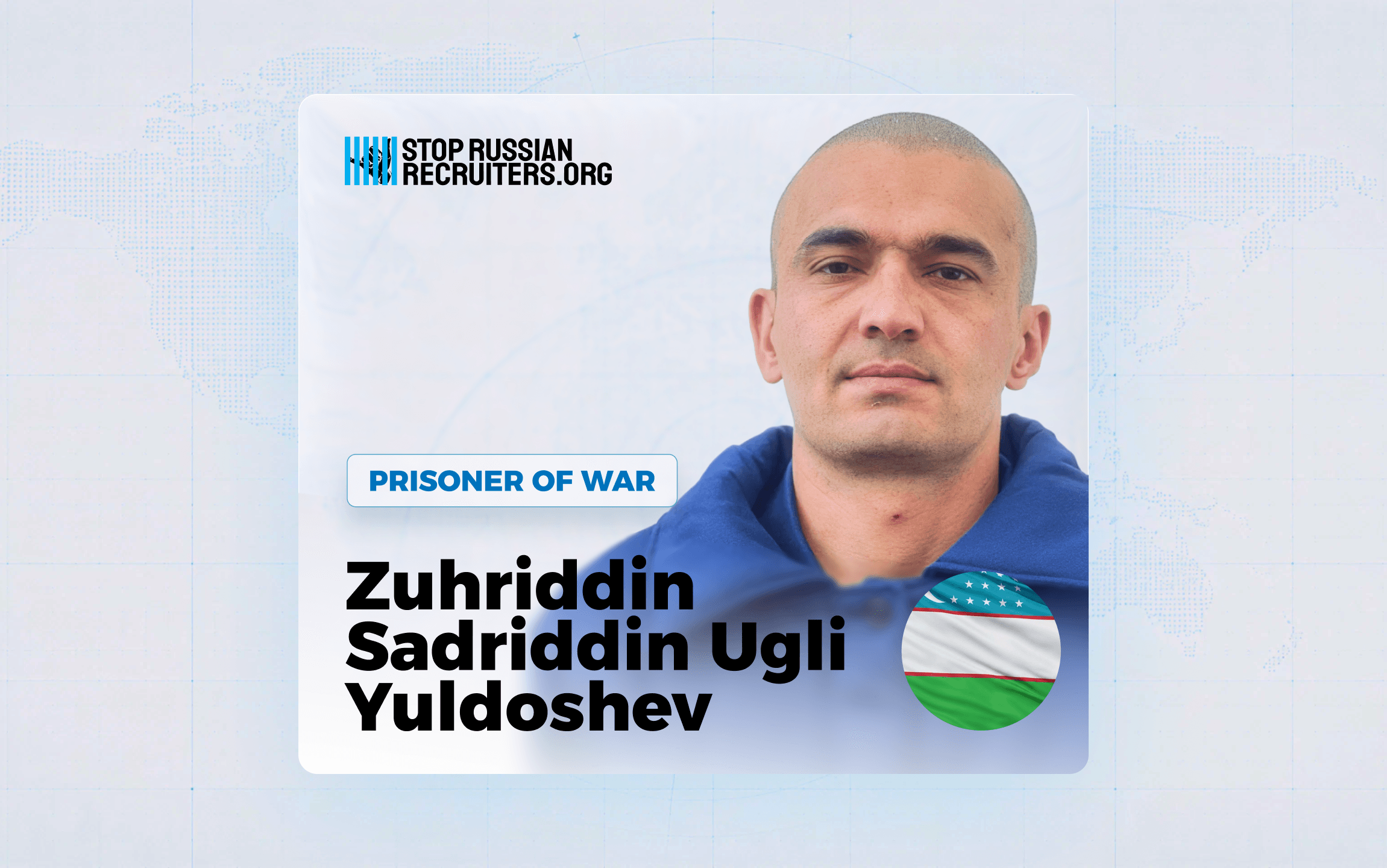 Zuhriddin Sadriddin Ugli Yuldoshev d'Ouzbékistan a rejoint l'armée russe et est devenu prisonnier de guerre en Ukraine